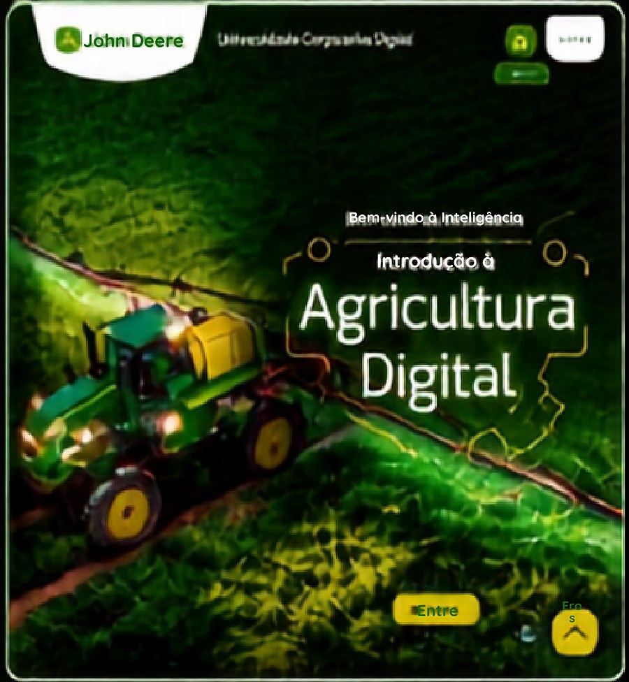 Tela de abertura do curso Introdução à Agricultura Digital com um trator no campo